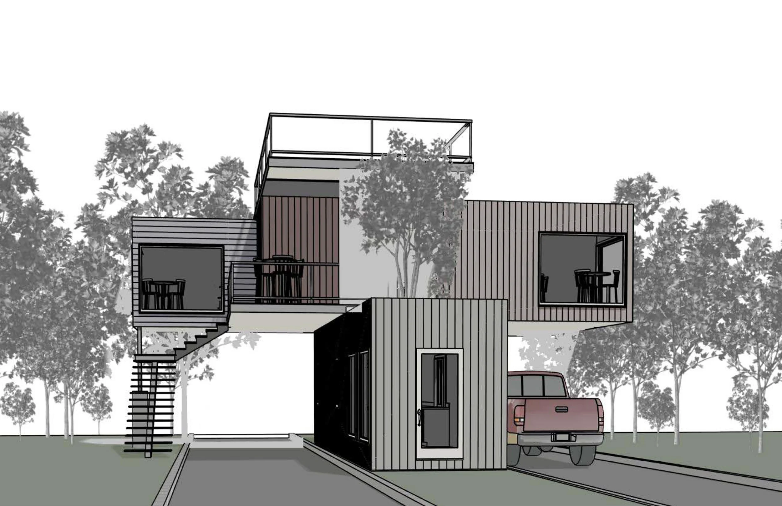 Drive-through coffee shop repurposing old shipping containers