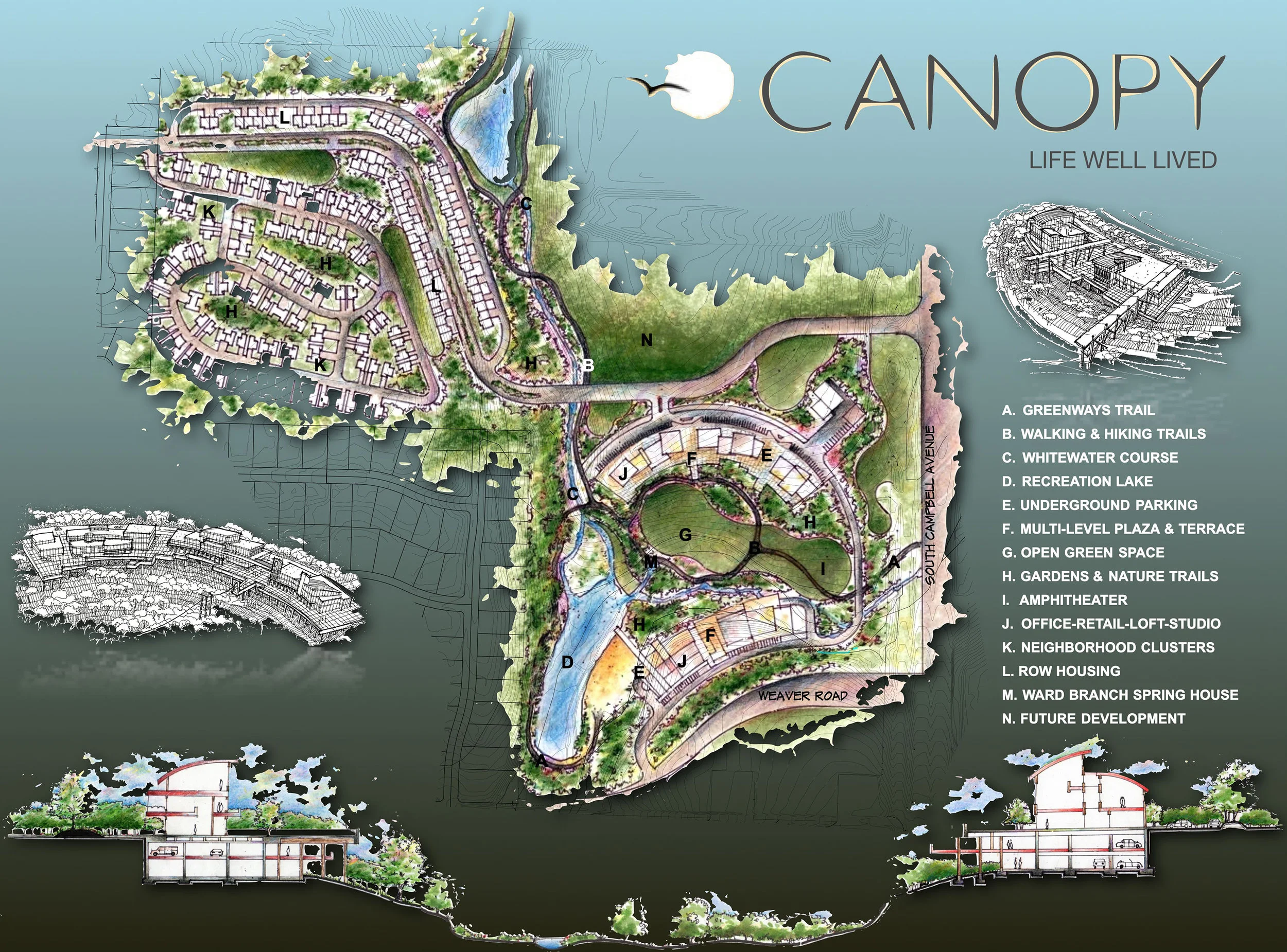 A live/work/play outdoor community development concept