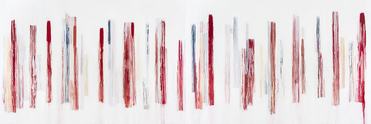 Leslie Ann Ravel The Field , 2016 Oil on two canvases 48 x 144 in. (121.9 x 365.7)