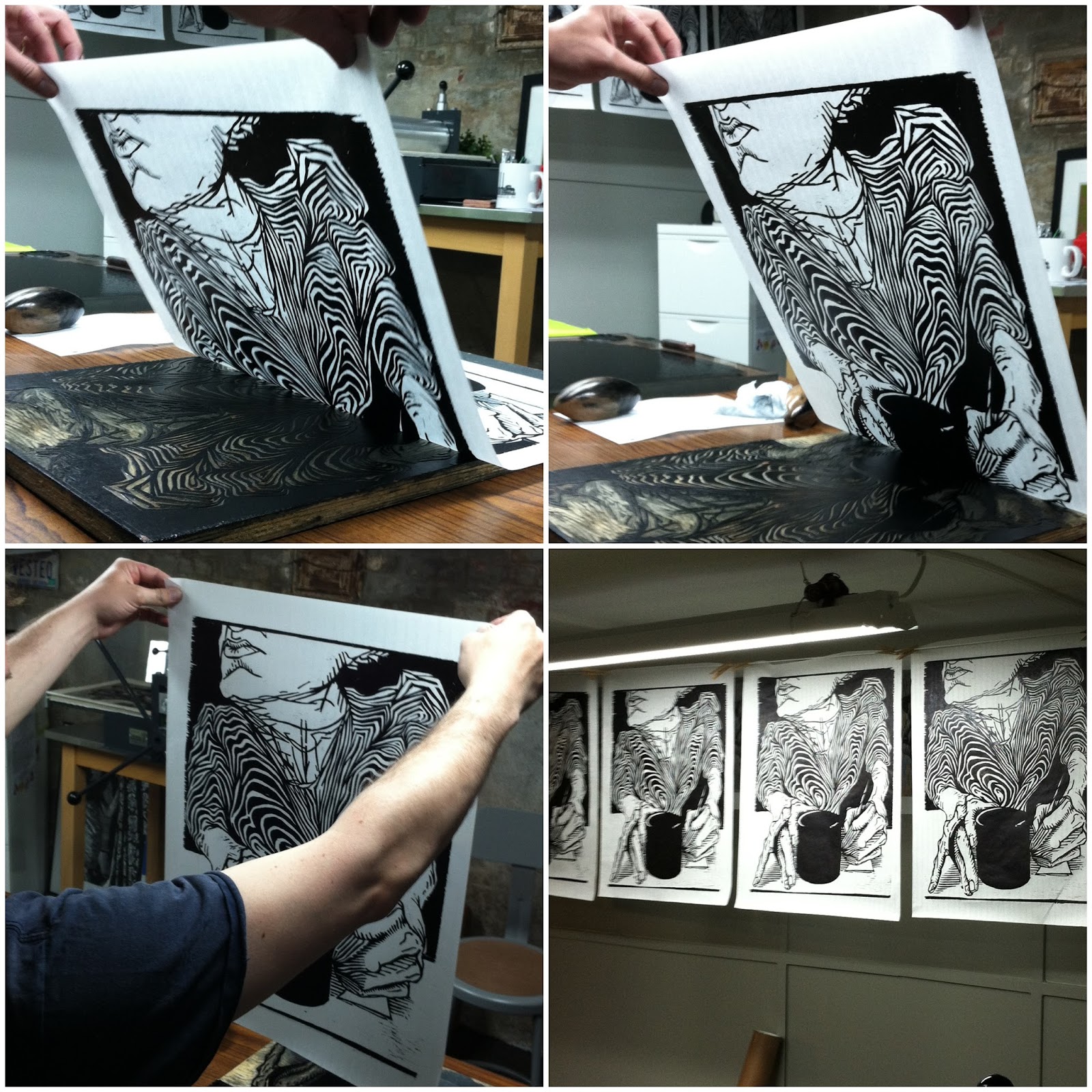 The process for pulling a print of "Arabica" 