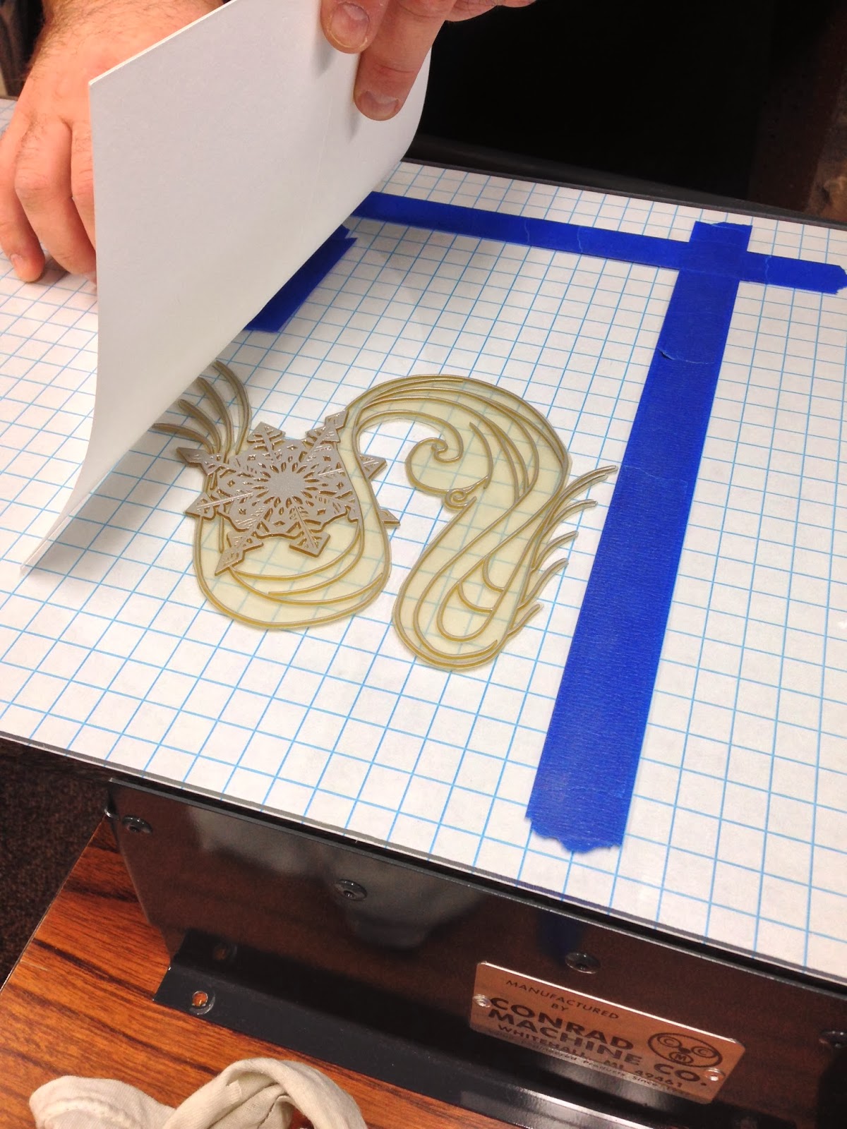 The Snowflake design being printed. 