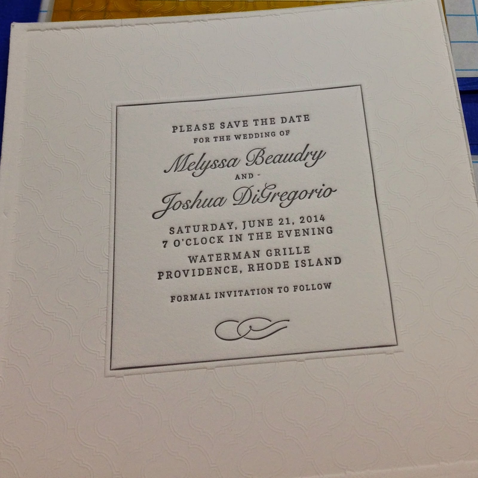 A Save-the-Date ready to be trimmed.
