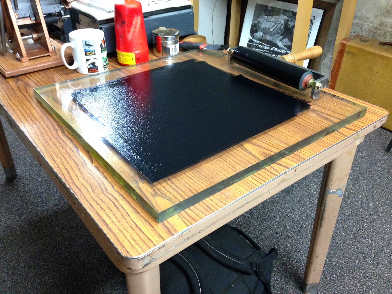 Ink slab. Big boy Brayer.