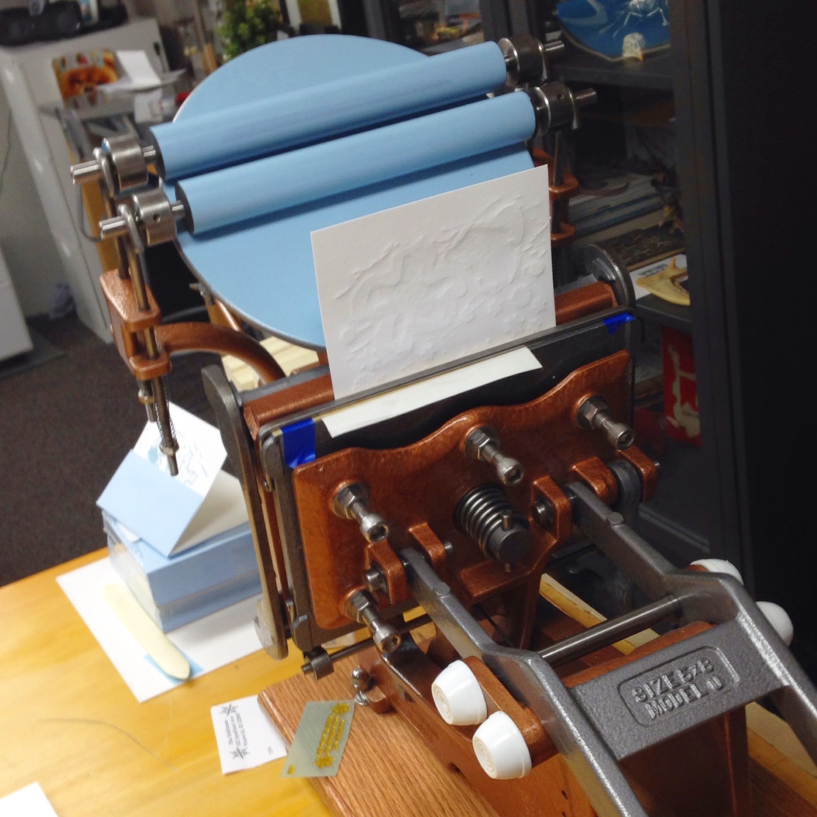 I used the Kelsey press to print the backs of the cards and the return addresses on the envelopes. 