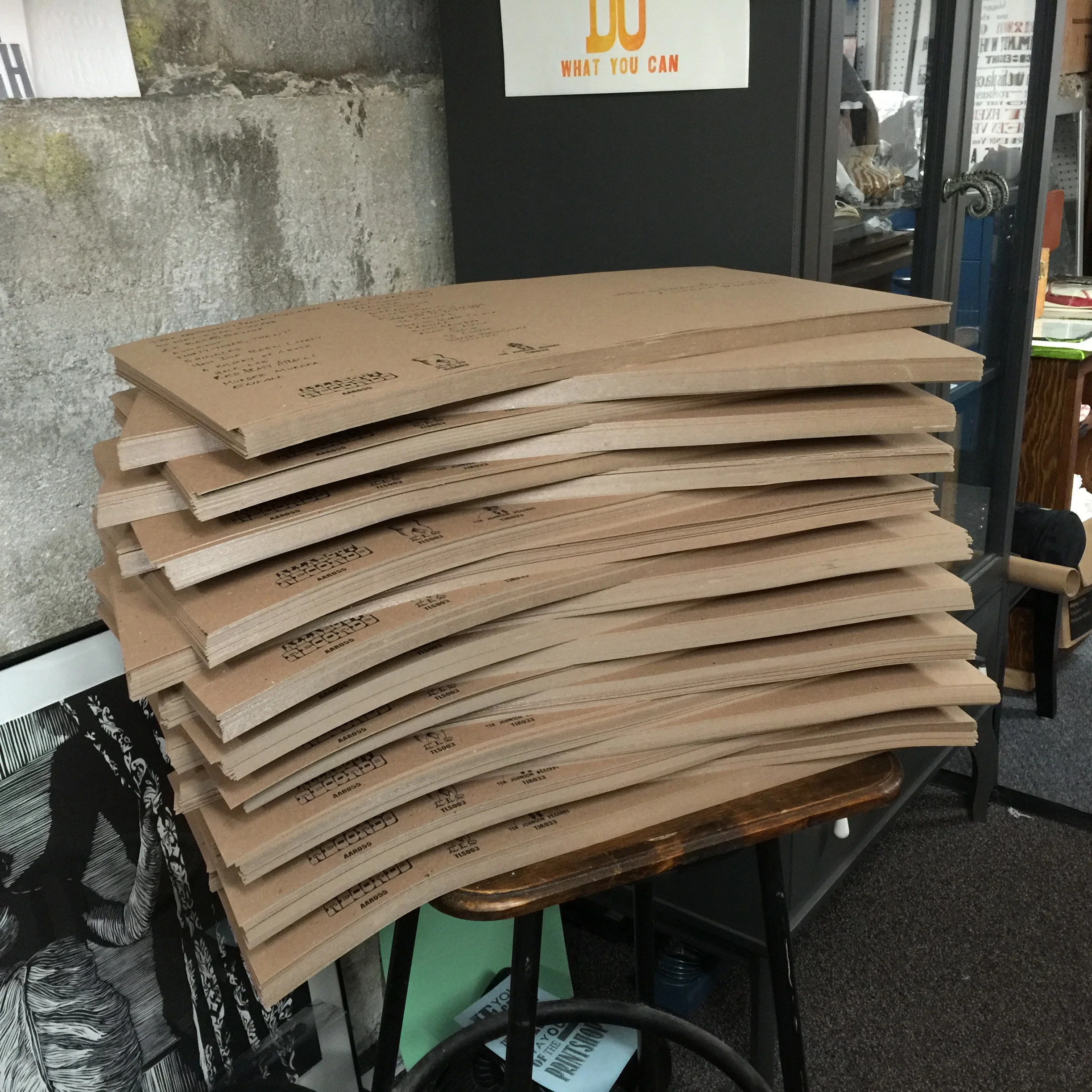 Stack one of two! The covers were 12x24 inch sheets of chipboard. They weighed a ton!