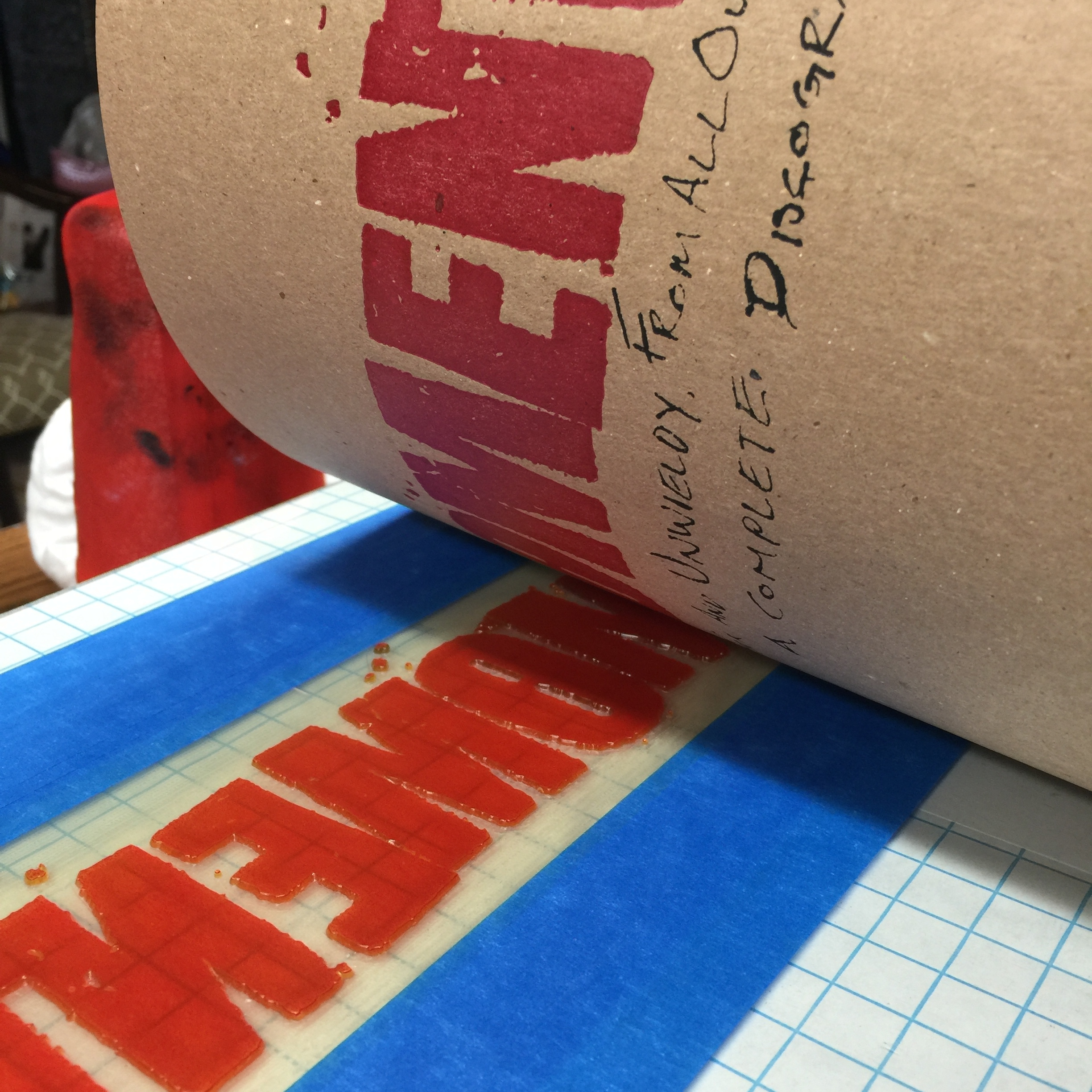 Pulling a print from the polymer plate.