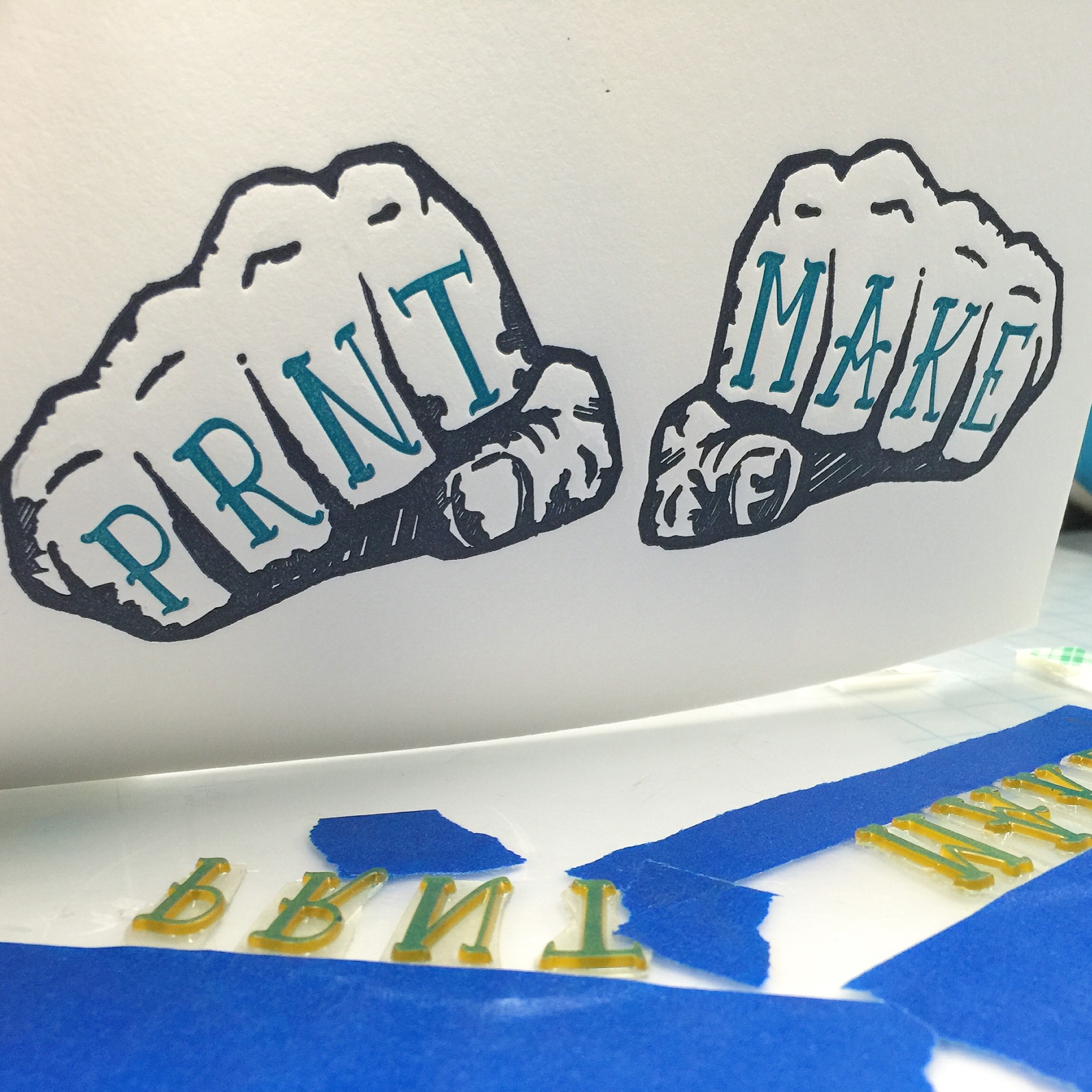 Pulling the print off of the press!