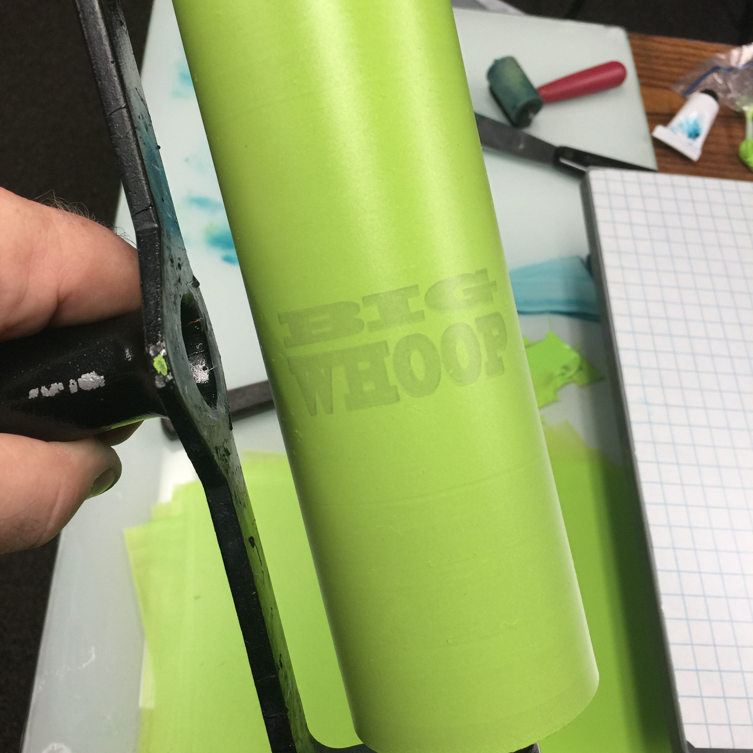The brayer between rolls!