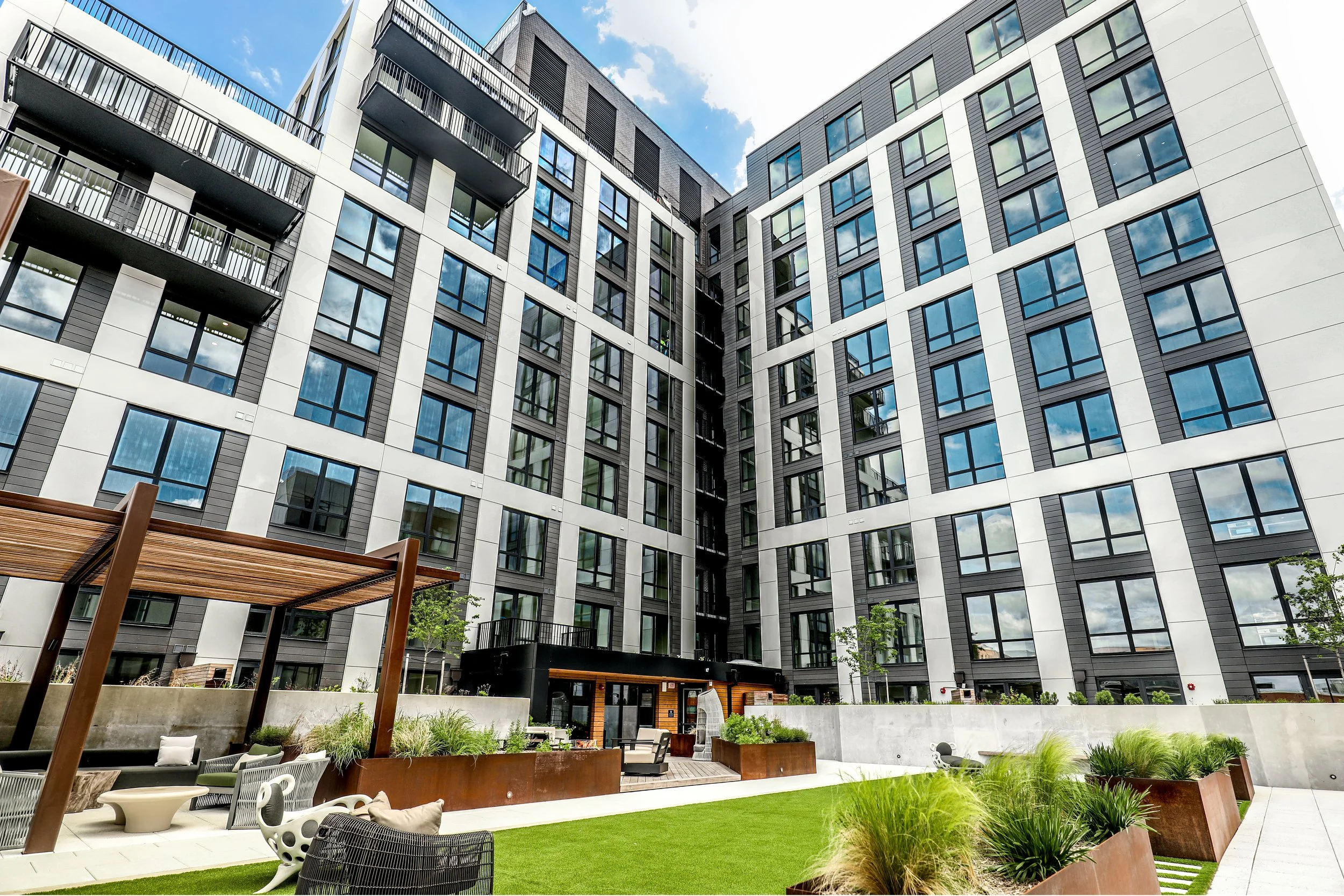 Commercial architectural photography of The Oak at West Falls luxury condominium community in Falls Church, Virginia.