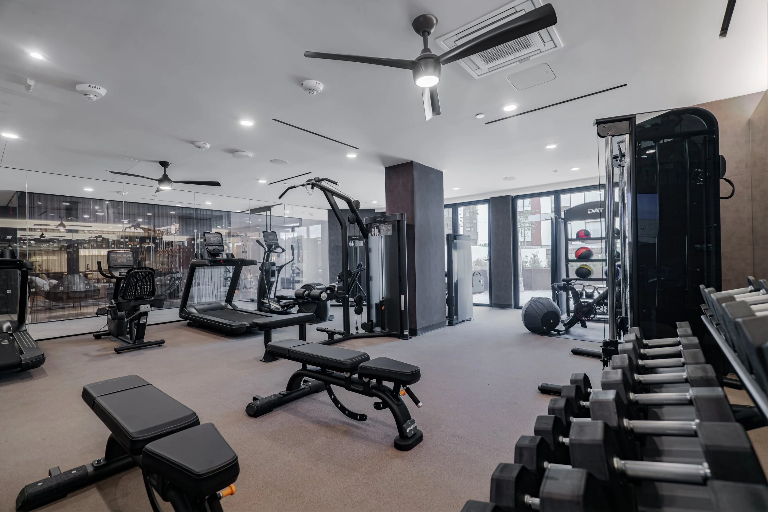 Commercial photography of the state-of-the-art fitness center at The Oak at West Falls.