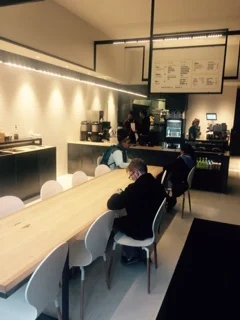 Eastman Egg Menu Board and Hanging Metal Lighting