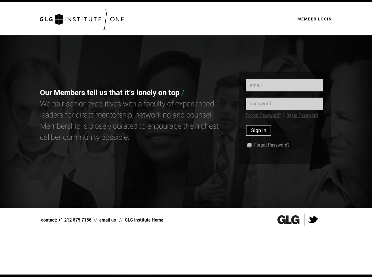Logged out landing page
