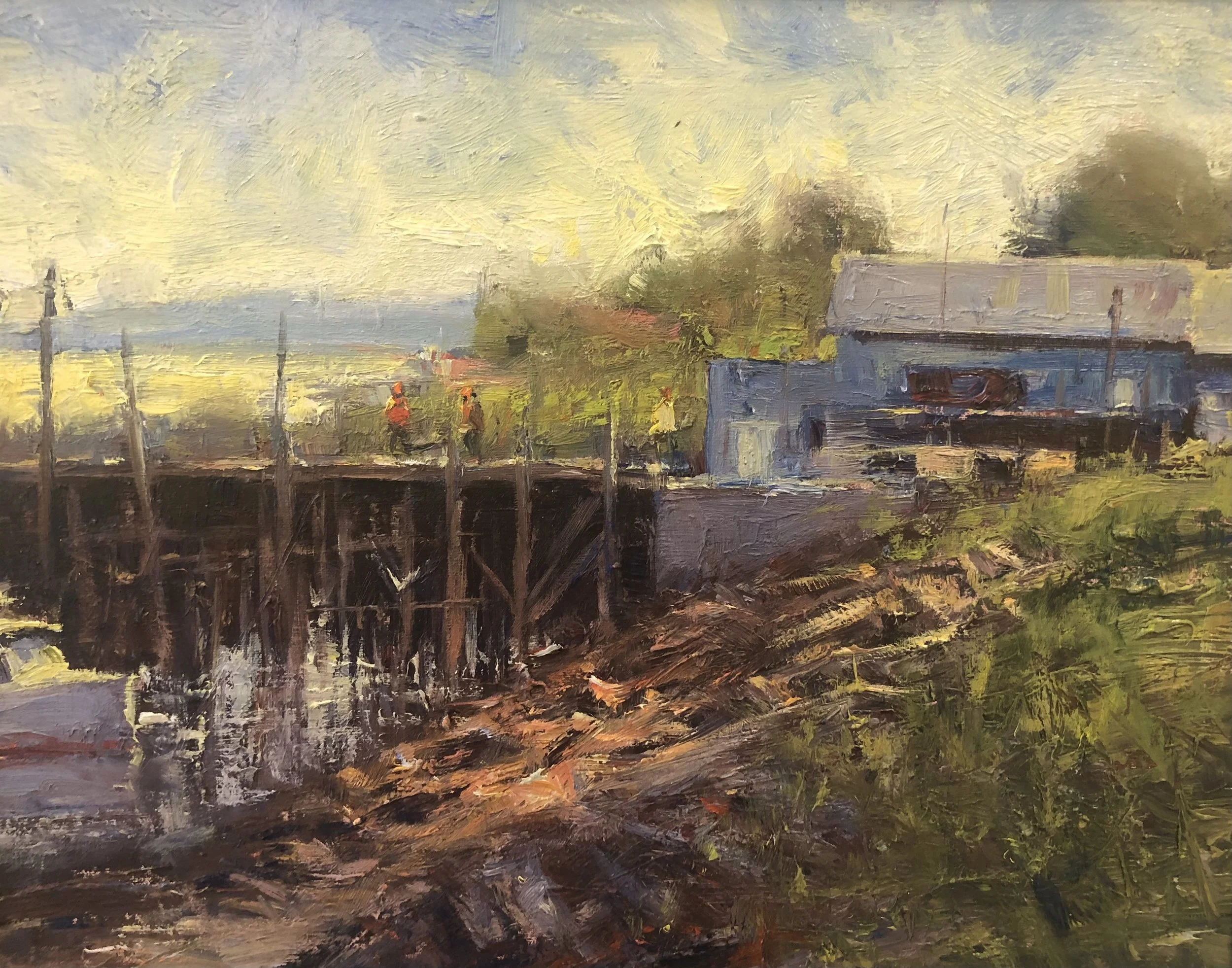 Busy Harbor } 11x14" oil by George Van Hook