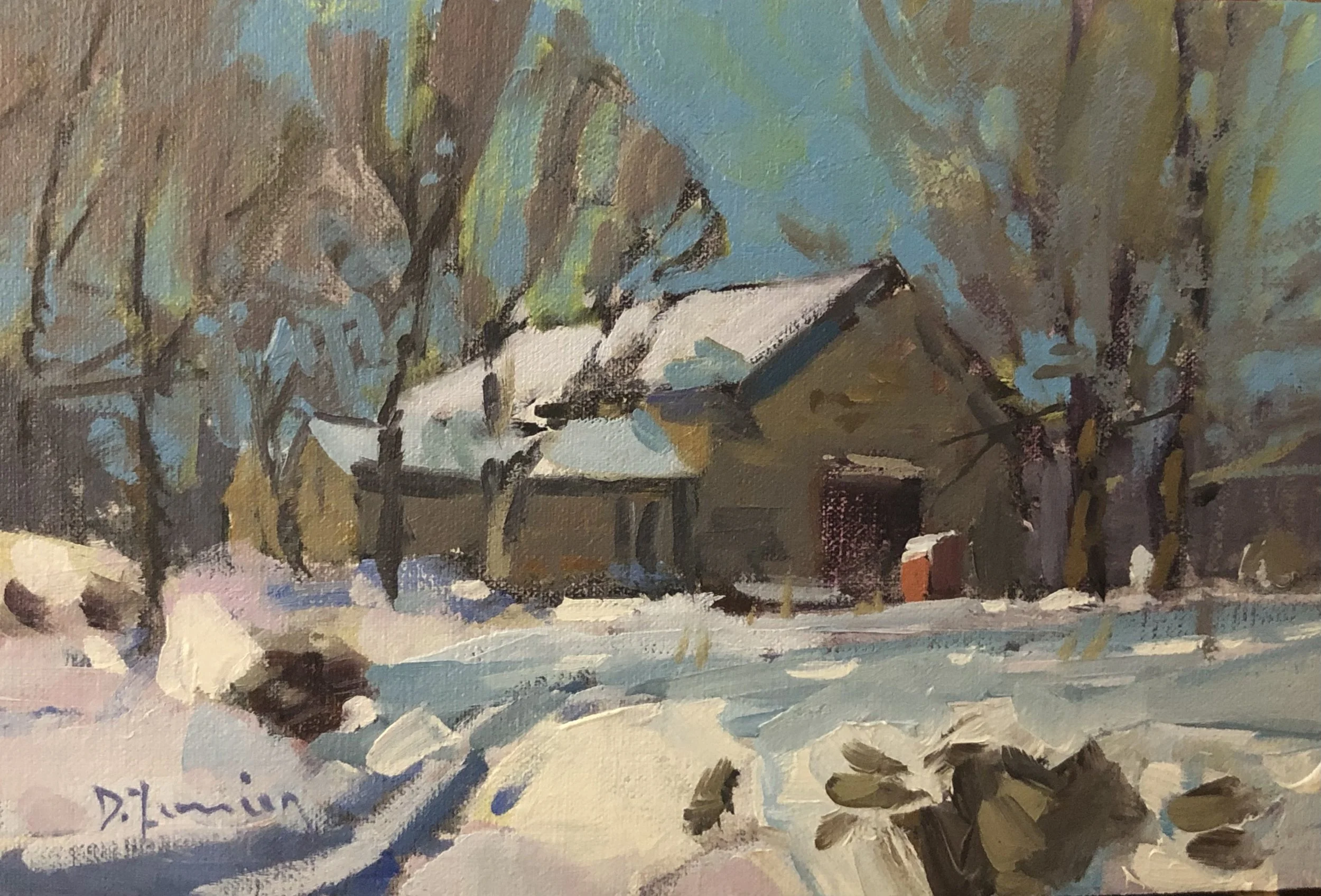 Fresh Snow | 6x9" oil by David Lussier