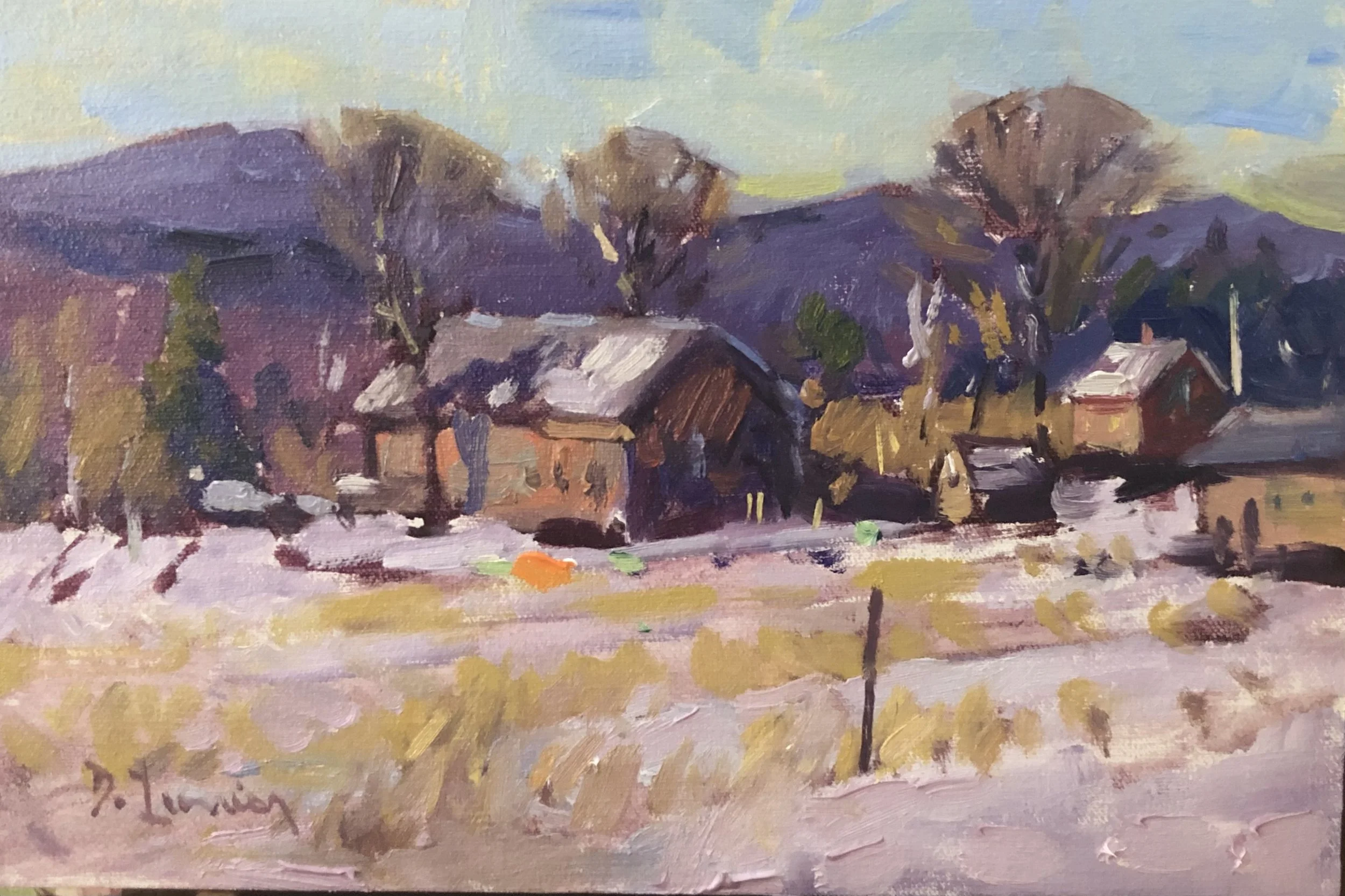 Light Snow-Edwards Farm | 6x9" oil by David Lussier