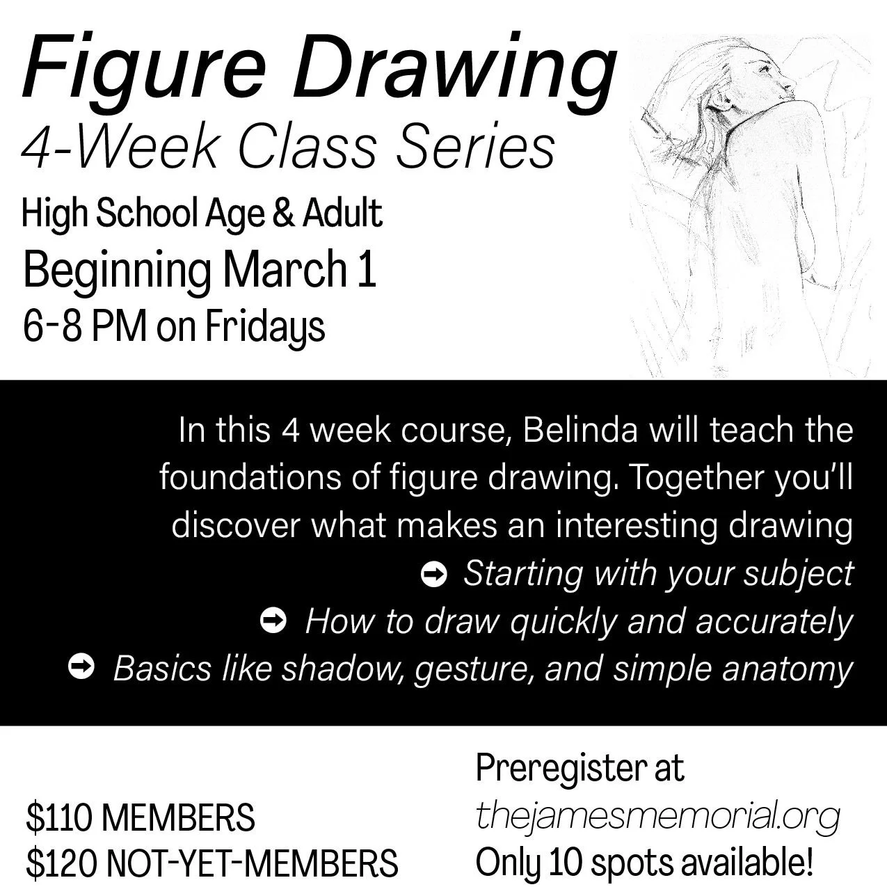 Figure Drawing 4-Week Class - James Memorial