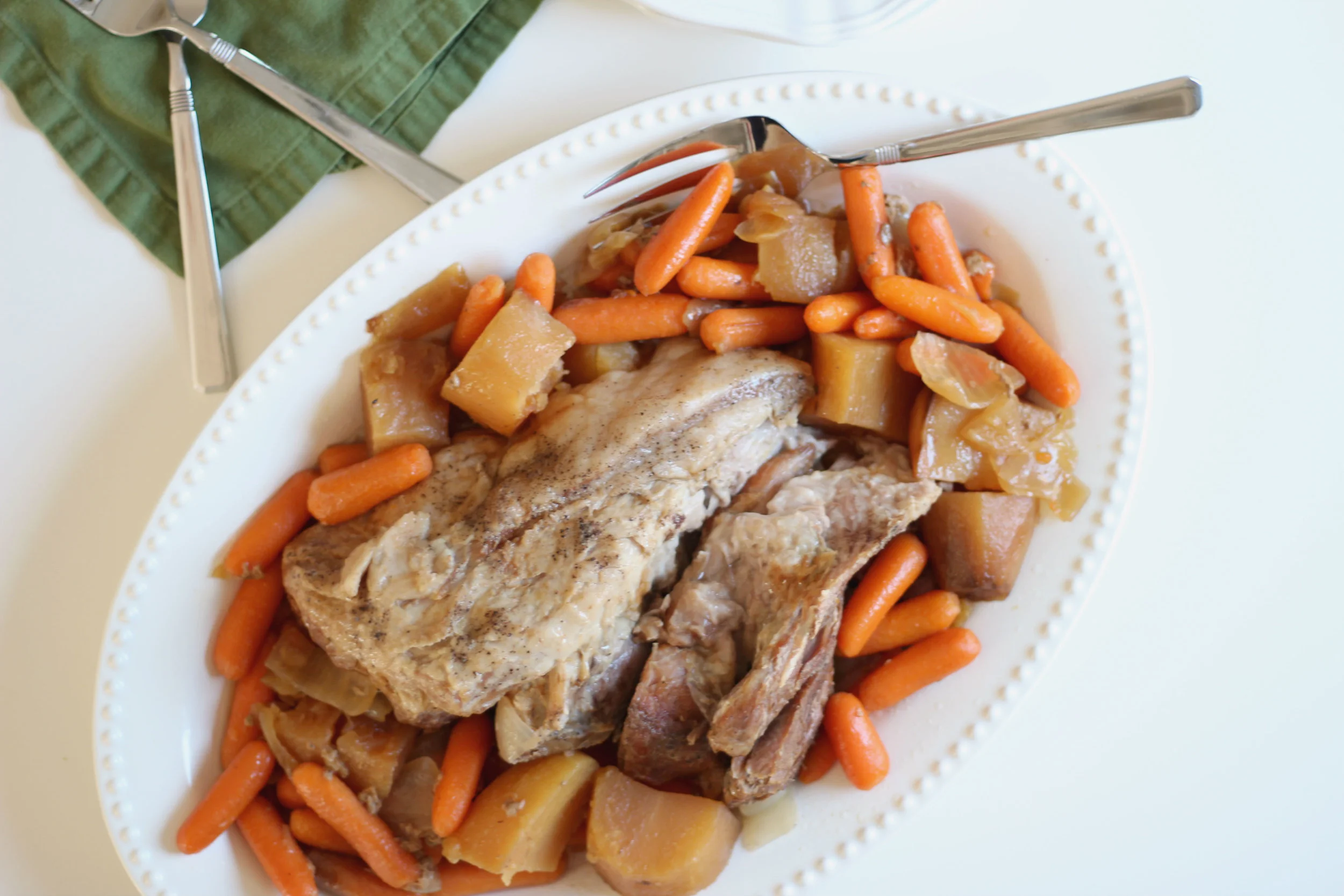 Slow Cooker Pork Loin + Veggies — Natasha Red