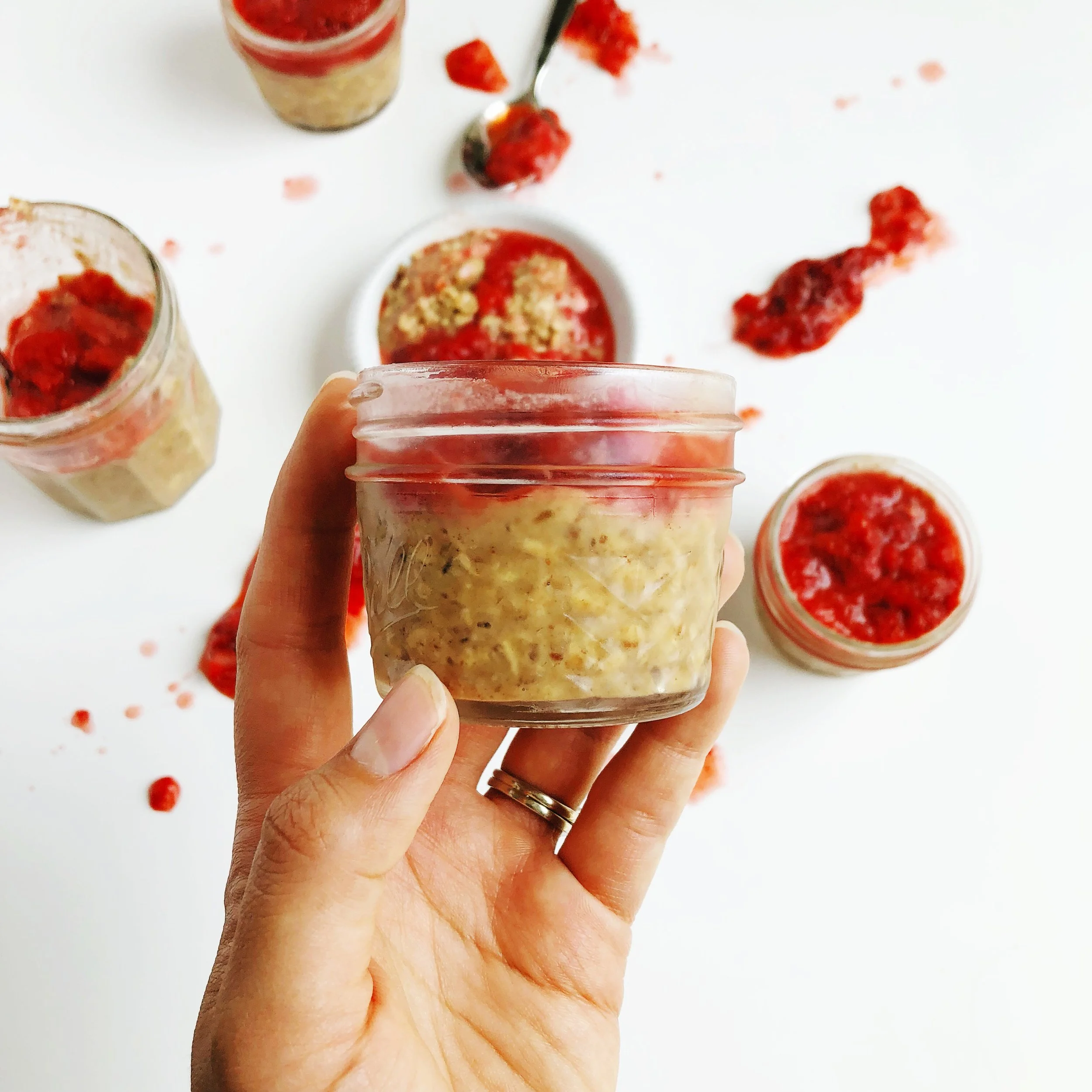 Peanut Butter & "Jelly" Overnight Oats — Natasha Red