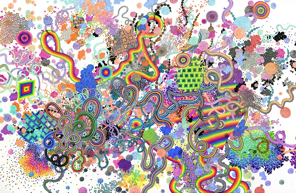  High On Constellation, 2009, felt-tip pen on paper, 26 x 40 in. 