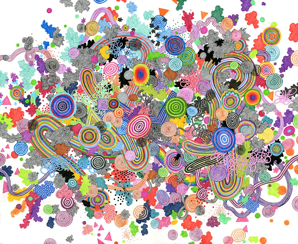   Rainbow   Connection , 2011, acid free felt-tip pen on watercolor paper, 13 x 16 in. 