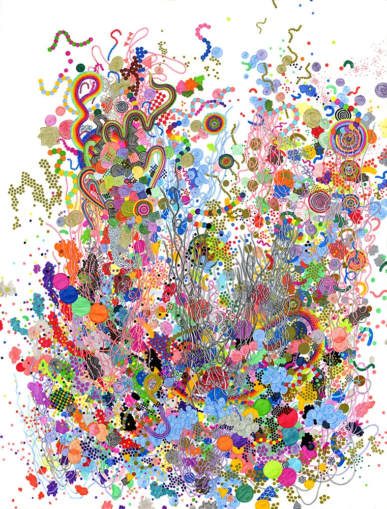  Elementary Particles, 2011, felt-tip pen on paper, 26 x 34 in. 