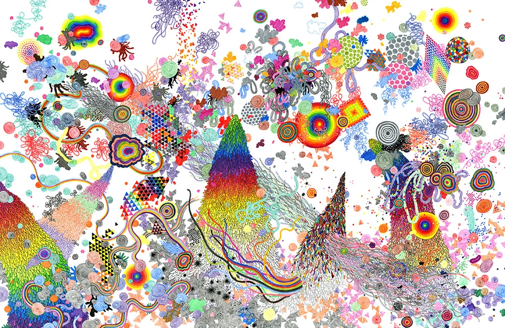  Celestial Continuum, 2009, felt-tip pen on paper, 26 x 40 in. 