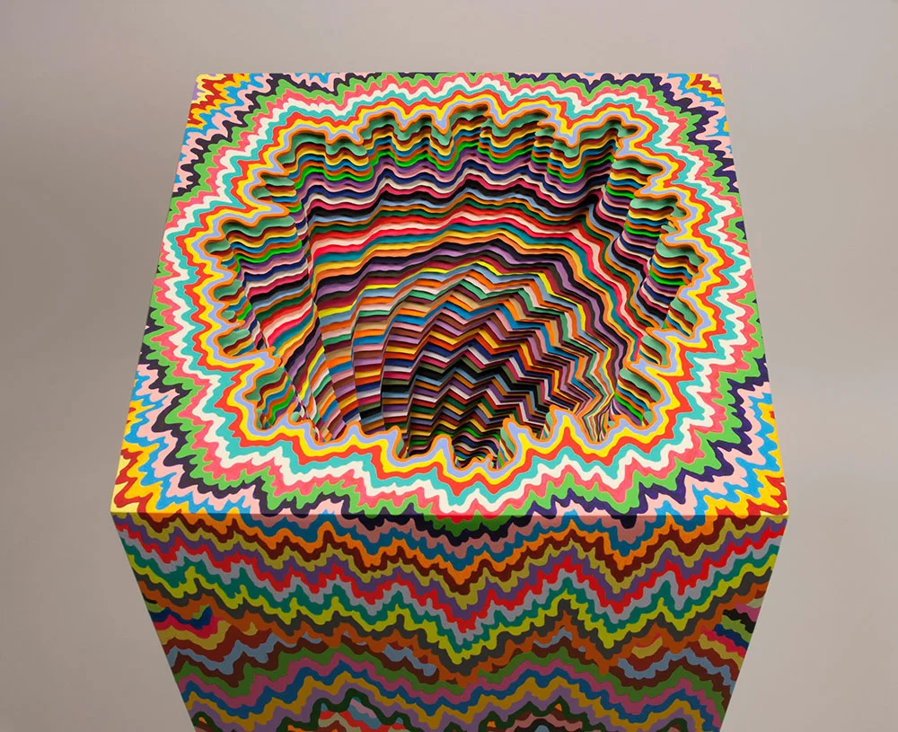   Inside   Out (detail) , 2014, acid-free paper, foamboard, glue, wood, acrylic paint, varnish, 32.25 x 18 x 18 in. 