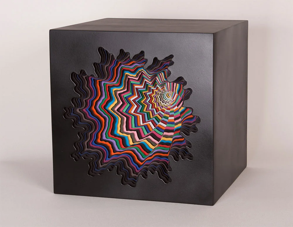  Box 4, 2014, acid-free paper, foamboard, glue, MDF, paint, 10 x 10 x 10 1/4 in. 