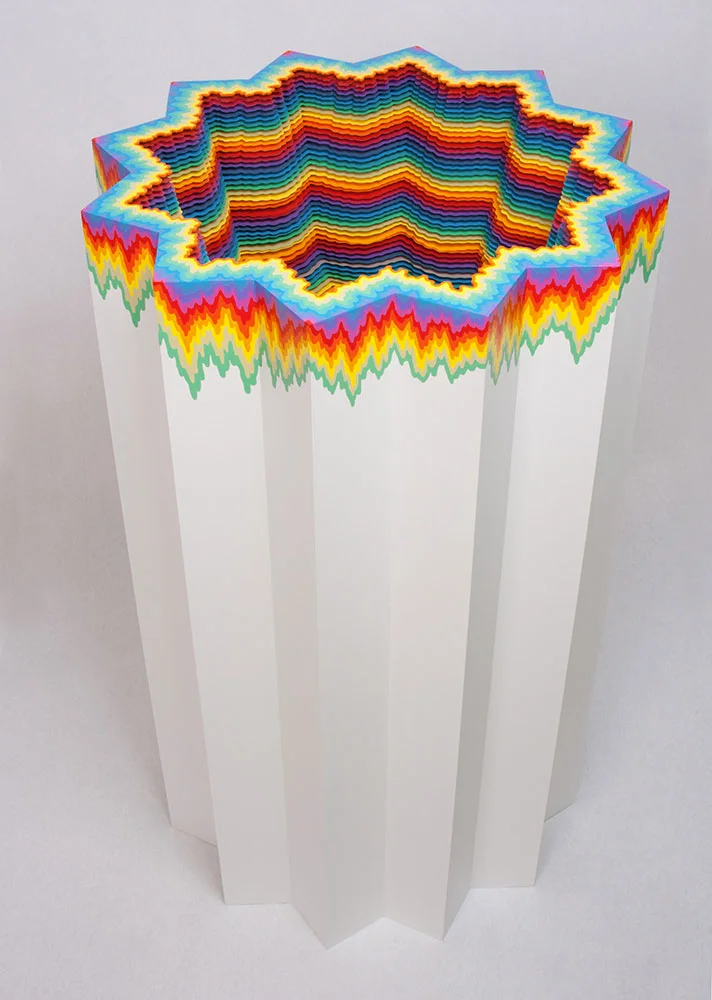  Cosmic Complex, 2013, acid-free hand-cut paper, foam board, glue, wood, acrylic paint, 36.75 x 22.5 x 22.5 in. 