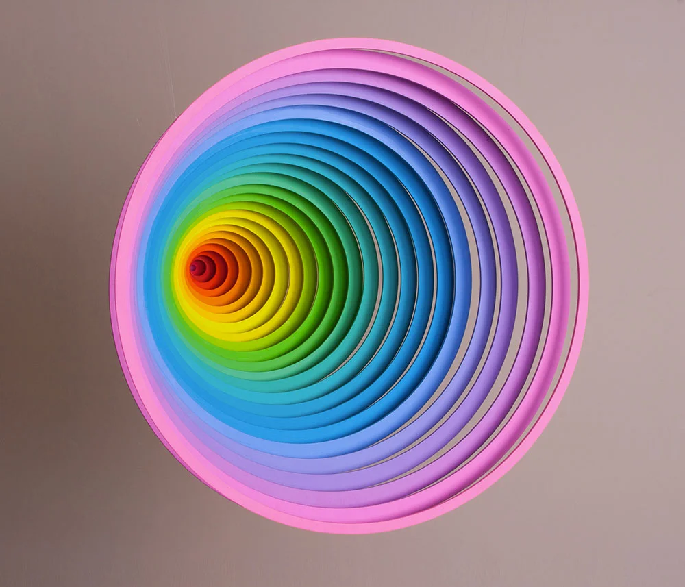  Dimension (front), 2013, PVC, acrylic paint, UV varnish, monofilament, 25 x 25 x 50 in. 