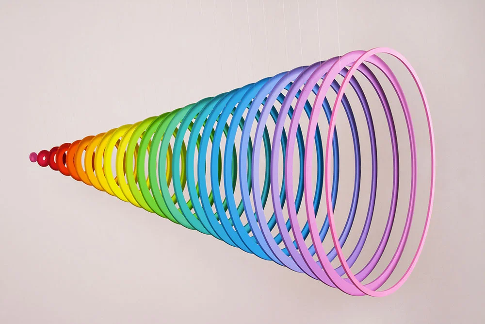  Dimension (side), 2013, PVC, acrylic paint, UV varnish, monofilament, 25 x 25 x 50 in. 