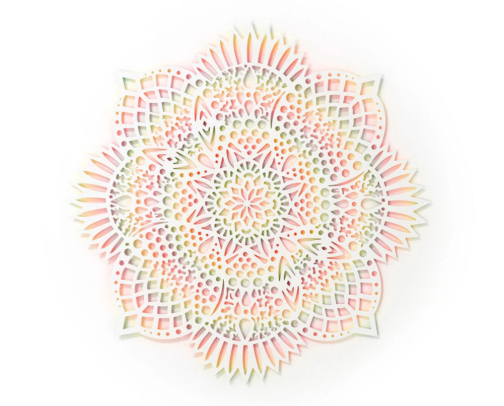   Prismatic Radiation, 2012, wood, acrylic paint, 47 x 47 x 1 in  