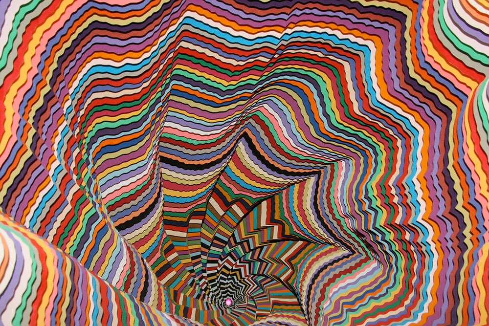   Pedestal (detail), 2011, hand-cut acid-free paper, wood, foamcore,&nbsp; 40 x 18 x 18 in.  