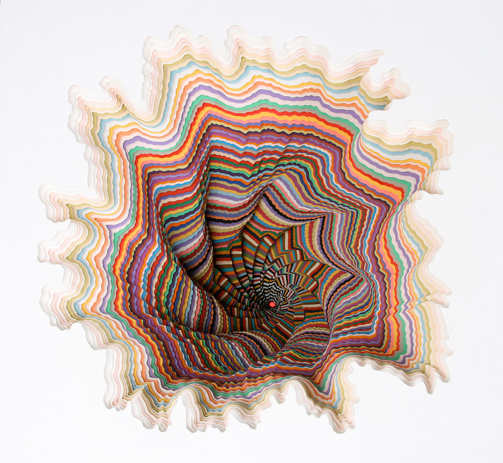   Pedestal (detail), 2011, hand-cut acid-free paper, wood, foamcore,&nbsp; 40 x 18 x 18 in.  