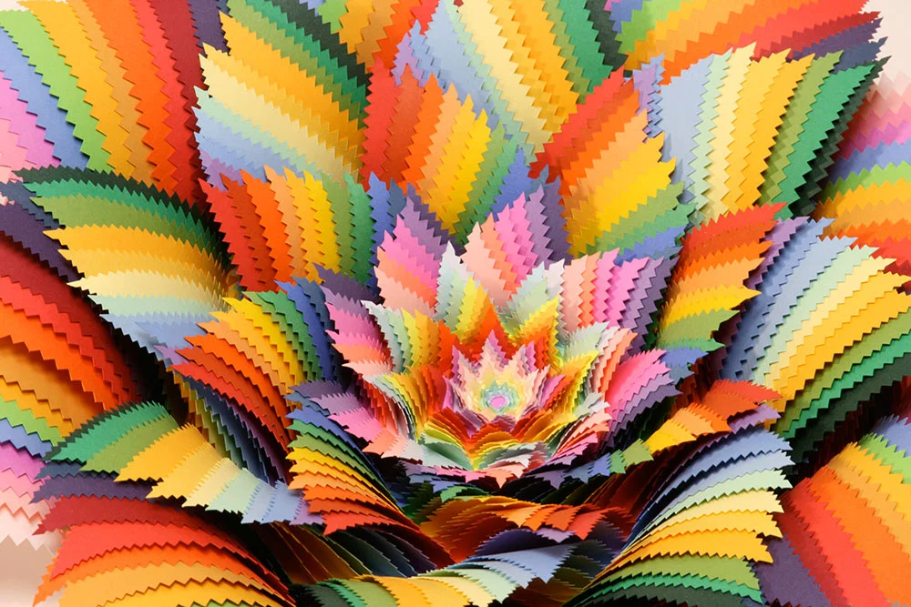    Zigzag (detail)  , 2011, archival paper on wood, 12 x 12 x 4 in. 