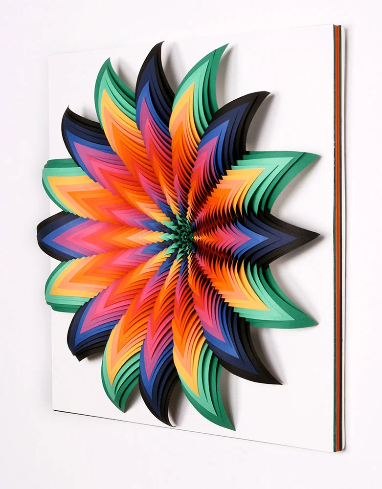   Prismatic, 2009 , acid-free paper on wood, glue, 19 x 19 x 4&nbsp; in. 