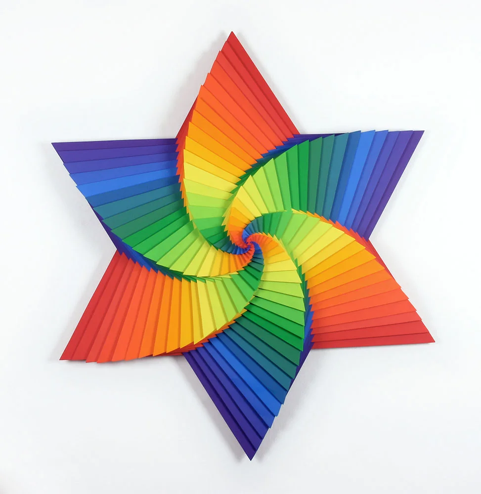        Reciprocal      , 2009, varnished acrylic paint on wood, 40 x 40 x 7 in. 