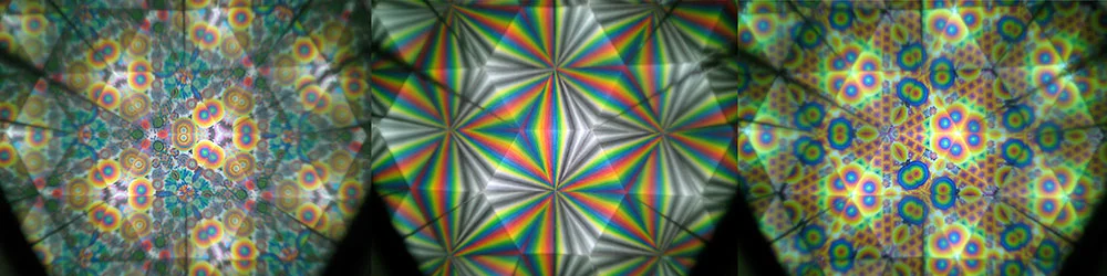     Tunnel       Vision    (inside details), 2009, acrylic paint, wood, motor, mirrors, light, 20 x 25 x 25 in. 