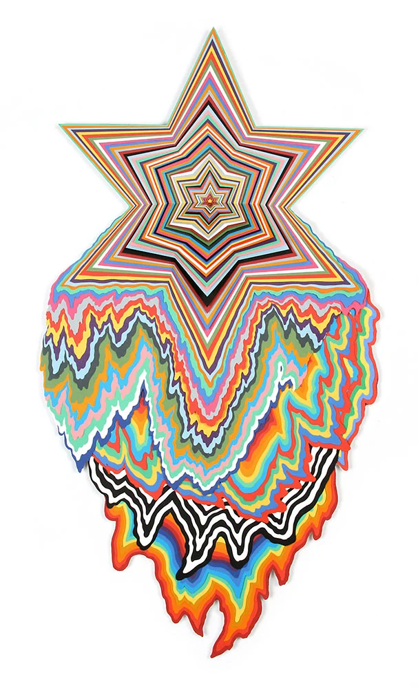   Plasmascopic , 2009, acid-free hand-cut paper on wood backing, glue, 36 x 19 x 3 in. 
