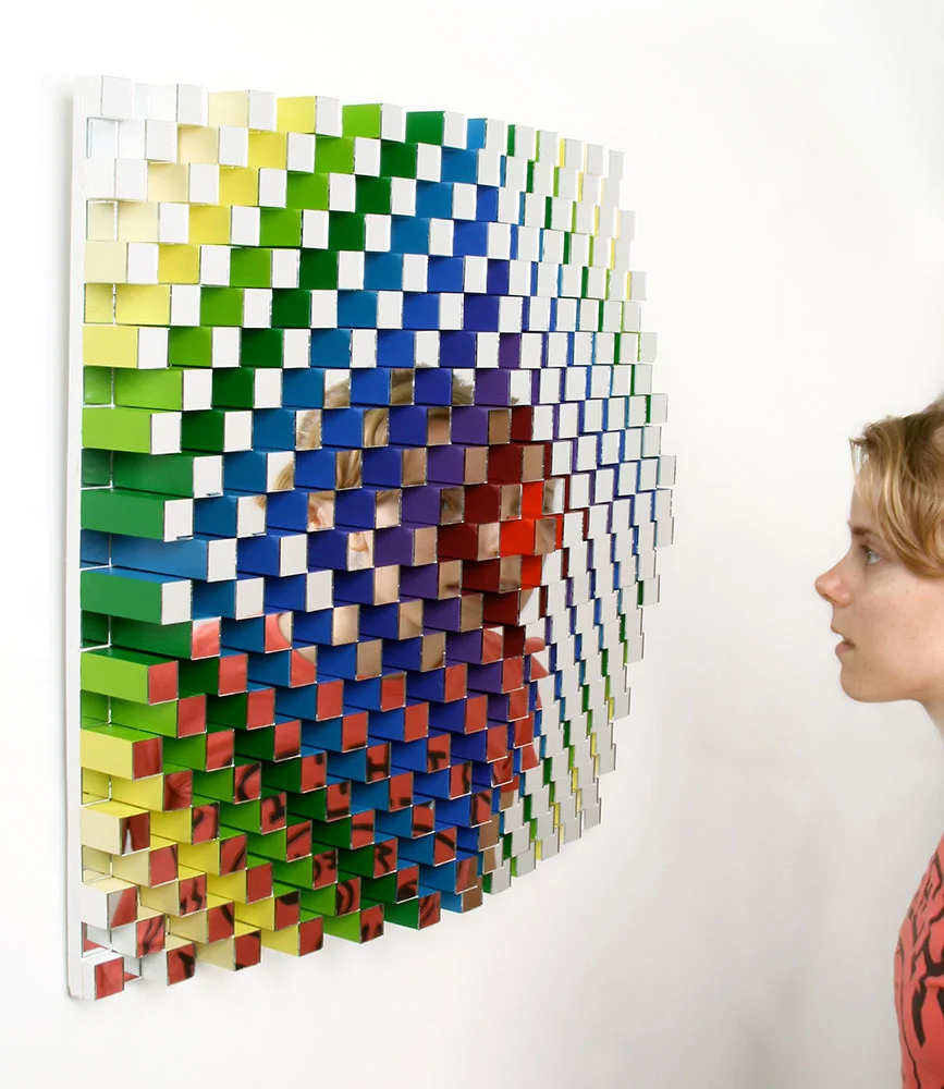  Alpha and Omega (side), 2009, acrylic paint on wood, mirrors, 24 x 24 x 7 in. 