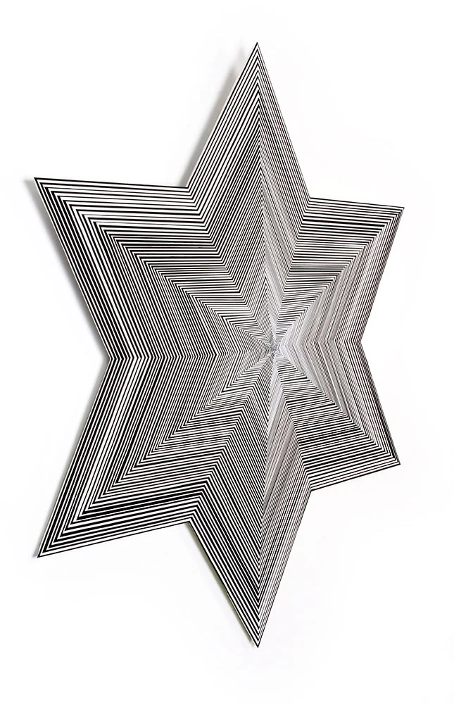  Eureka, 2009, hand-cut paper on wood backing, 34 x 34 x 3 in. 