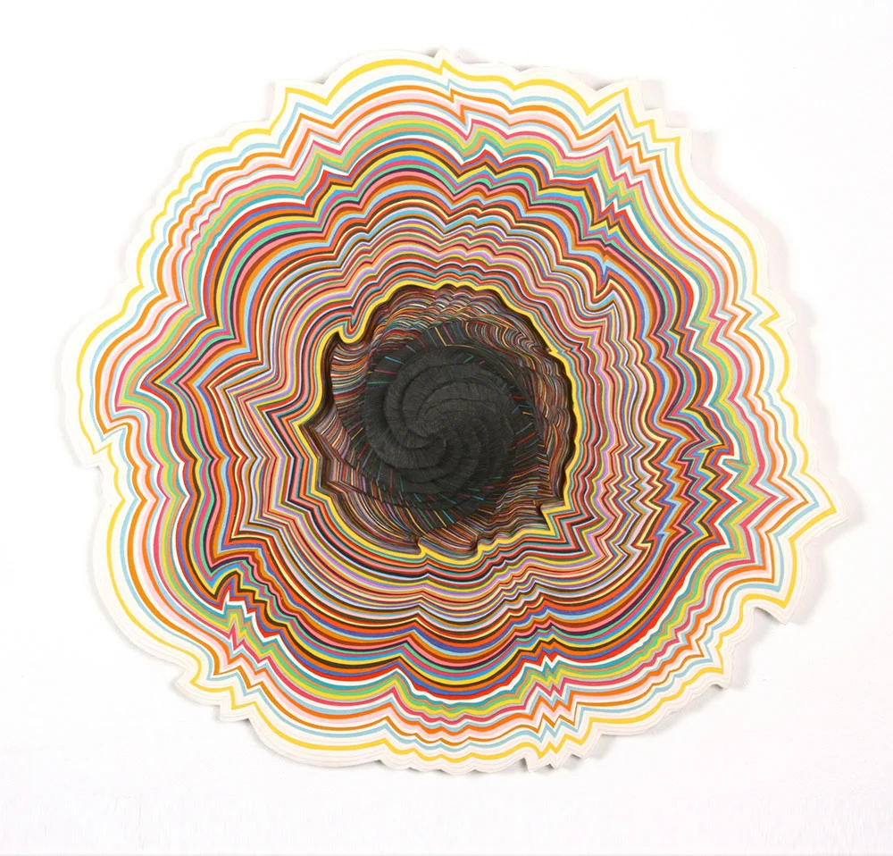  In-Between Space, 2008, colored paper, UV varnish, wood, 19 x 21 x 5 in. 