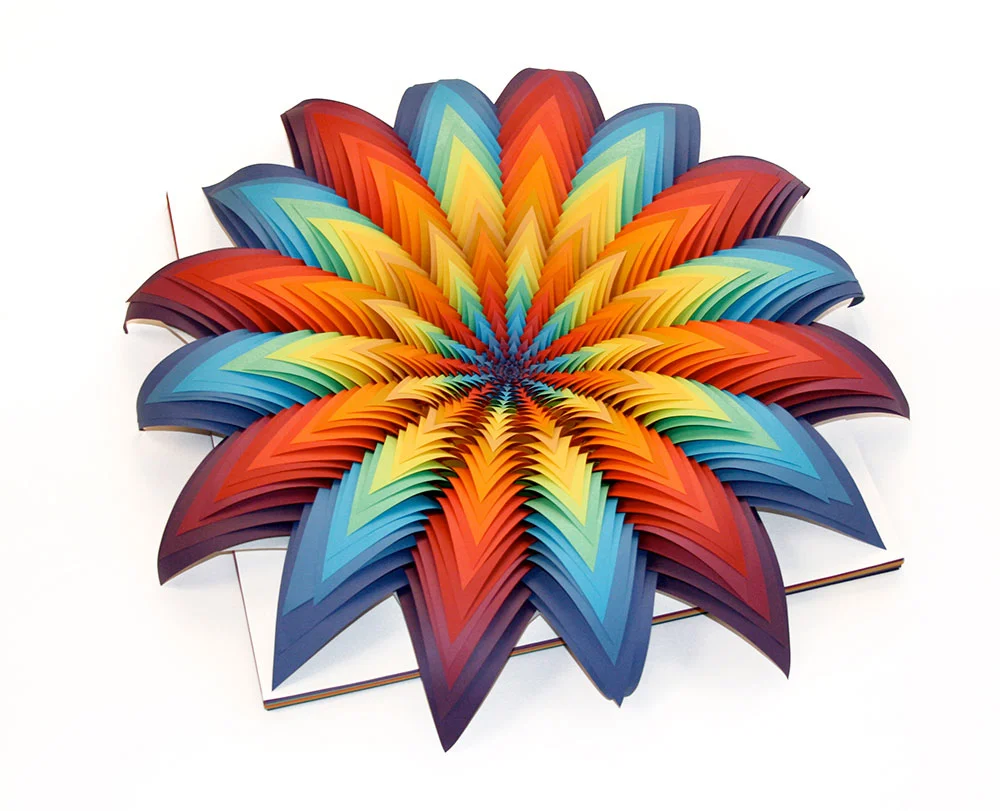  Over and Out, 2008, acid-free paper on wood backing, glue, 19 x 19 x 5 in. 