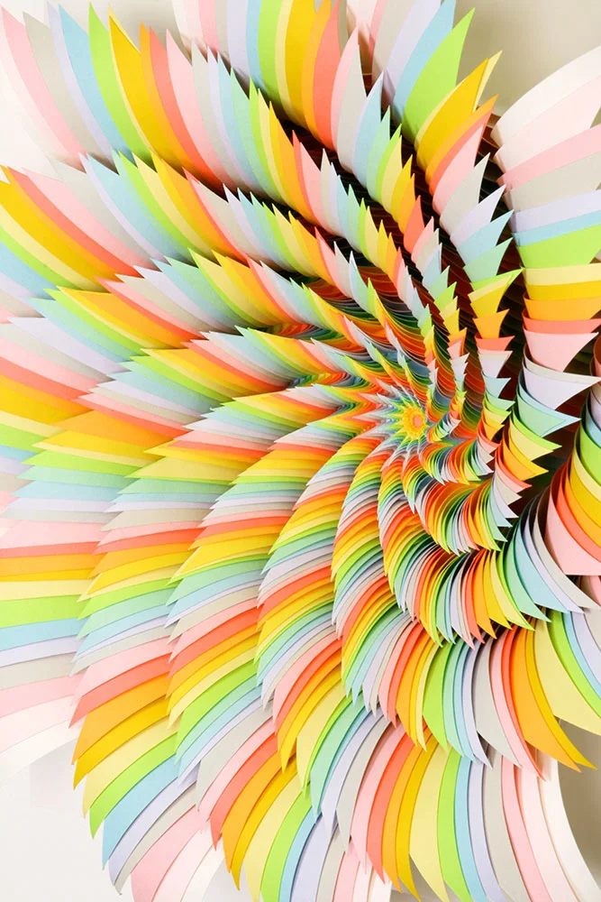   Speed   of   Light  (detail), 2008, card stock paper, artboard, glue, 12 x 12 x 4 in. 