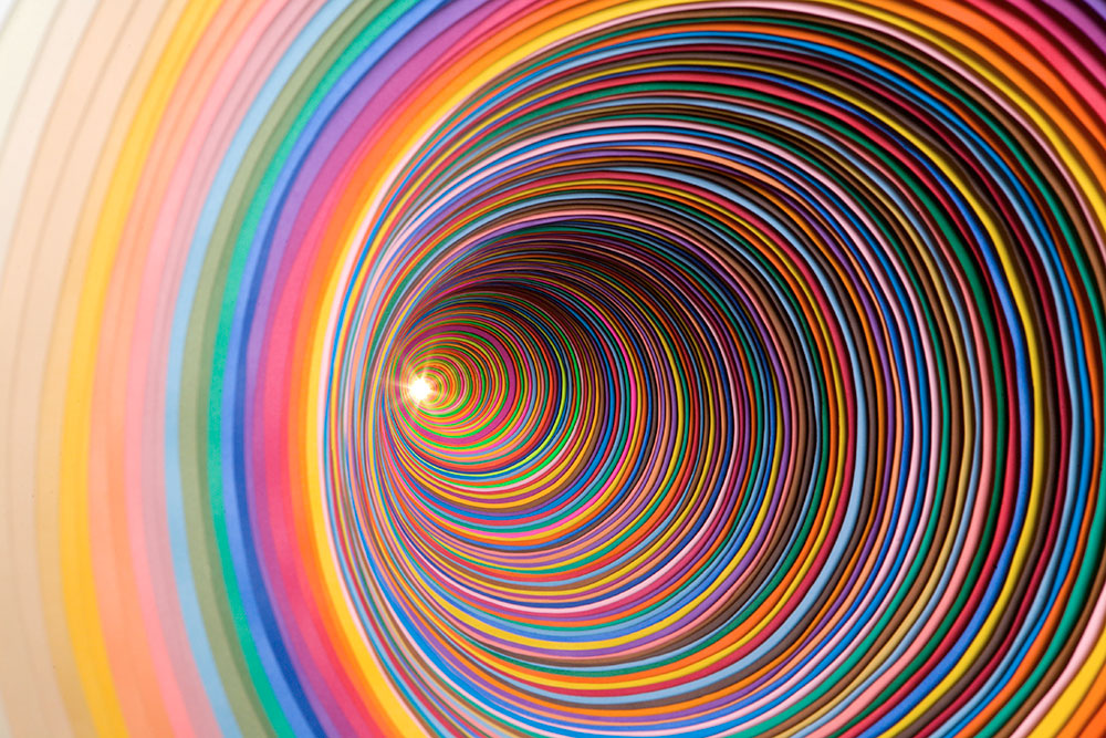  Piece of an Infinite Whole (installation in a wall), 2007, acid-free hand-cut paper, 2 x 2 x 4 ft 