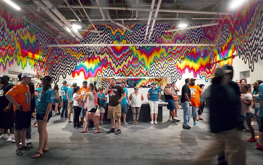   Drip Down  (mural in the Hard Rock Stadium,&nbsp;Ft. Lauderdale, FL), 2016, latex paint, approx. 80 x 25 ft 