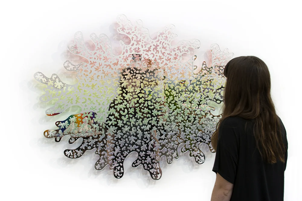  Rainbow Mirror, 2016, mirrored plexiglass and acrylic paint, 60 x 41 x 1 in. 