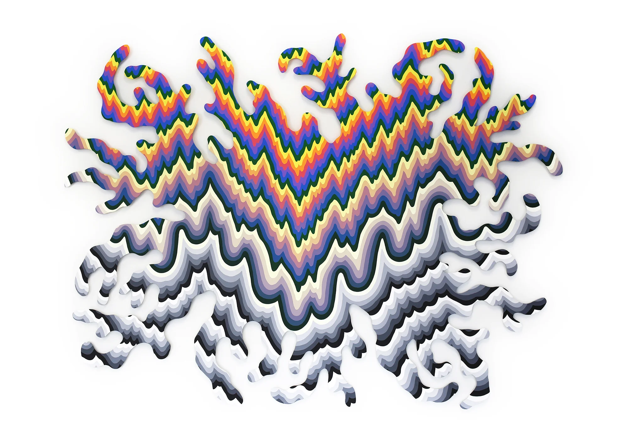  Ablaze, 2018, acrylic on wood, 47 x 62.5 x 1 in. 