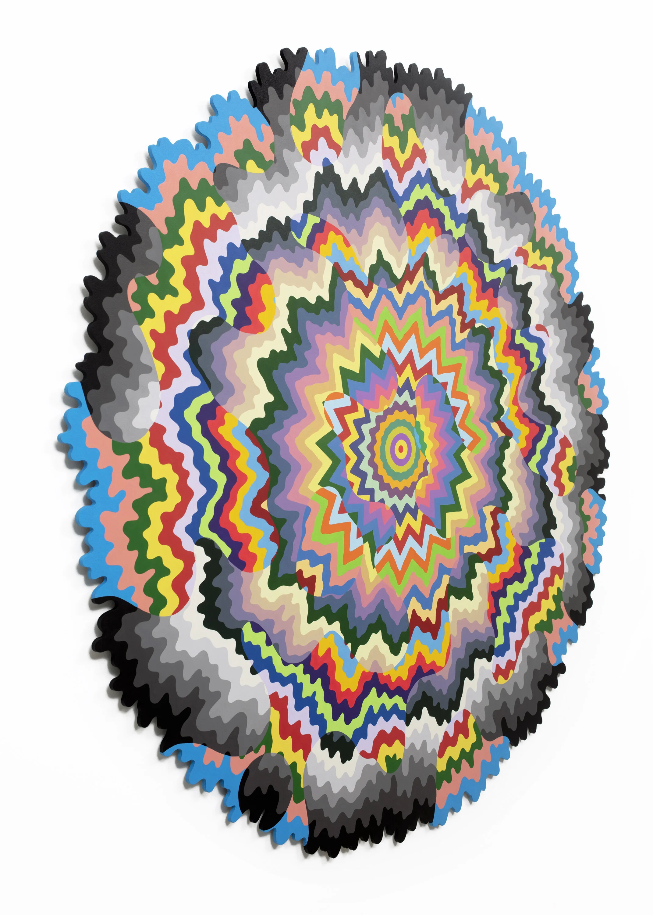  Radial Refraction, 2021, acrylic on aluminum, 50 x 50 x 0.25 in. 