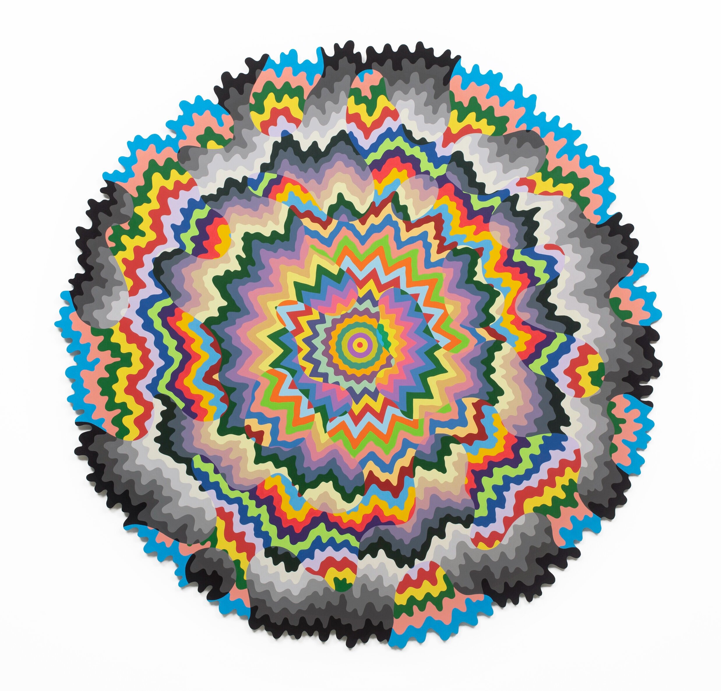  Radial Refraction, 2021, acrylic on aluminum, 50 x 50 x 0.25 in. 